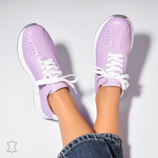 Adidasi Piele Naturala Mov Maryjane - Img 4