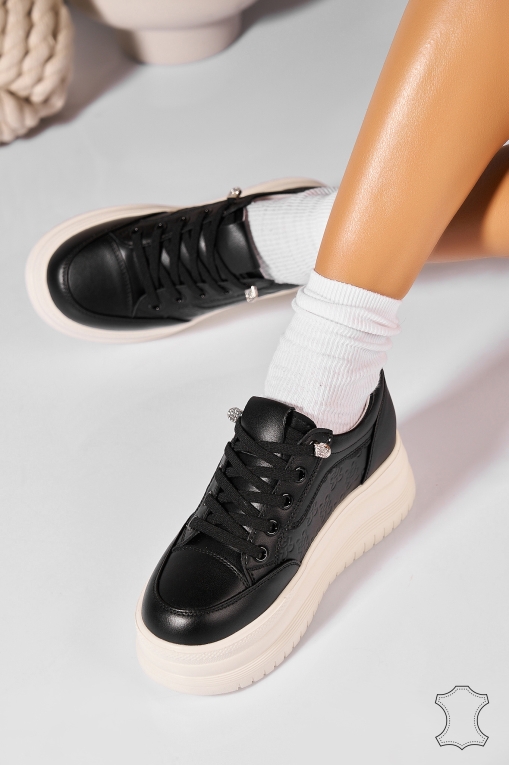 Adidasi Piele Naturala Negri Kasey - Img 2