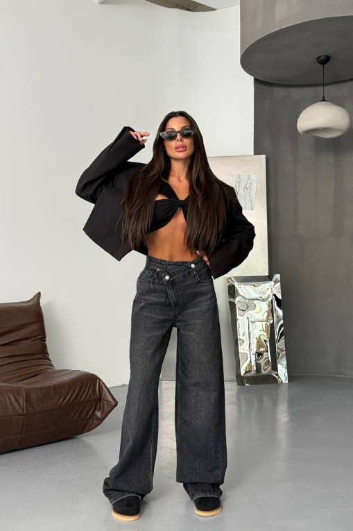 Blugi Damă Oversize Negri Lashira - Img 2