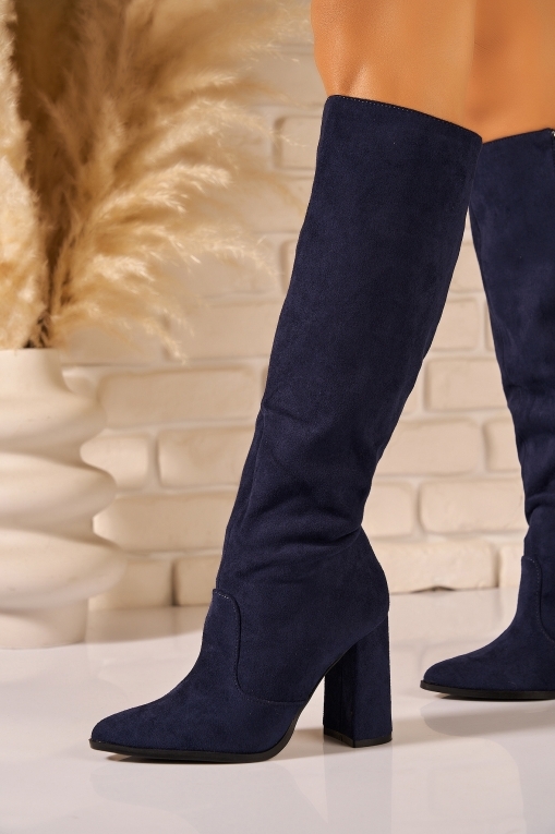 Cizme Dama Imblanite Bleumarin din Piele Ecologica Intoarsa Helaina - Img 2