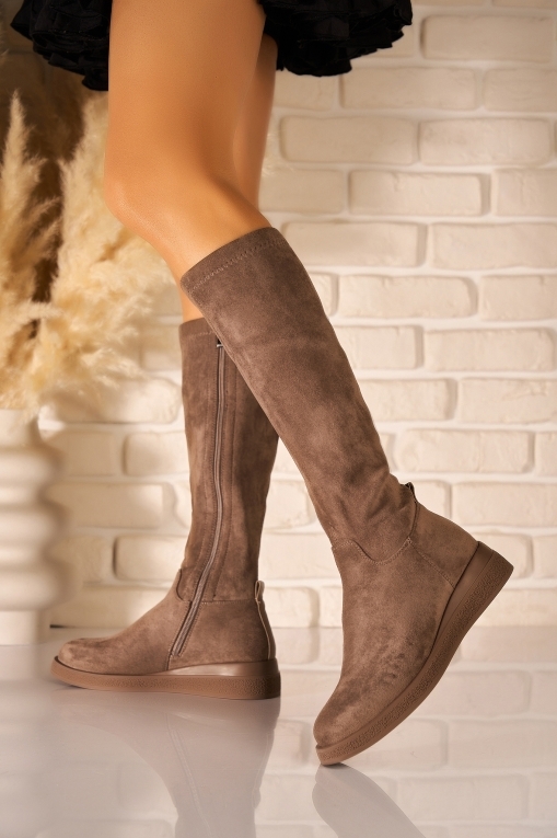 Cizme Dama Imblanite Kaki din Piele Ecologica Intoarsa Kayiah - Img 2