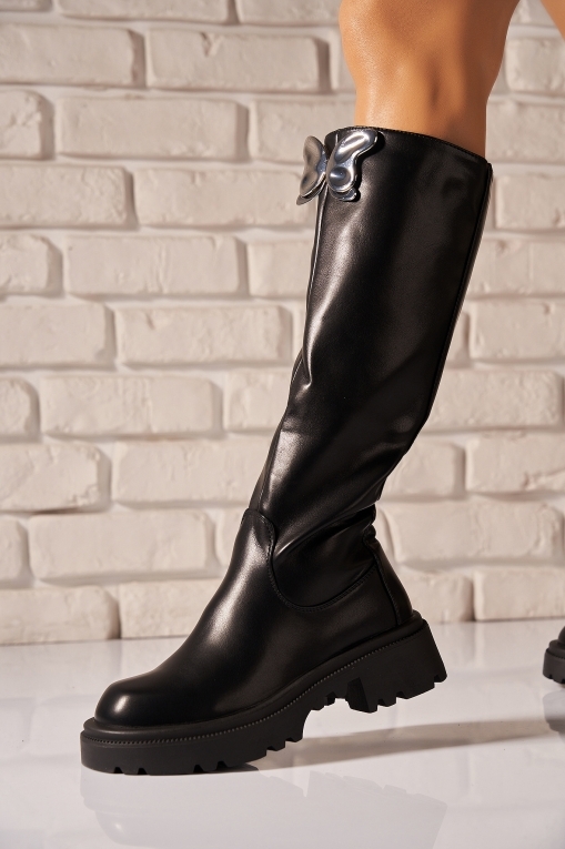 Cizme Dama Imblanite Negre din Piele Ecologica Cheve - Img 2