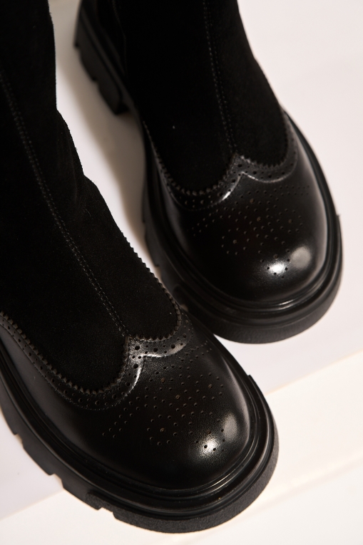 Cizme Dama Imblanite Negre din Piele Ecologica Intoarsa Nakoda - Img 3