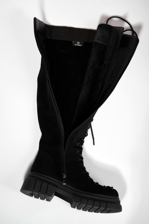 Cizme Dama Imblanite Negre din Piele Ecologica Intoarsa Takira2 - Img 2