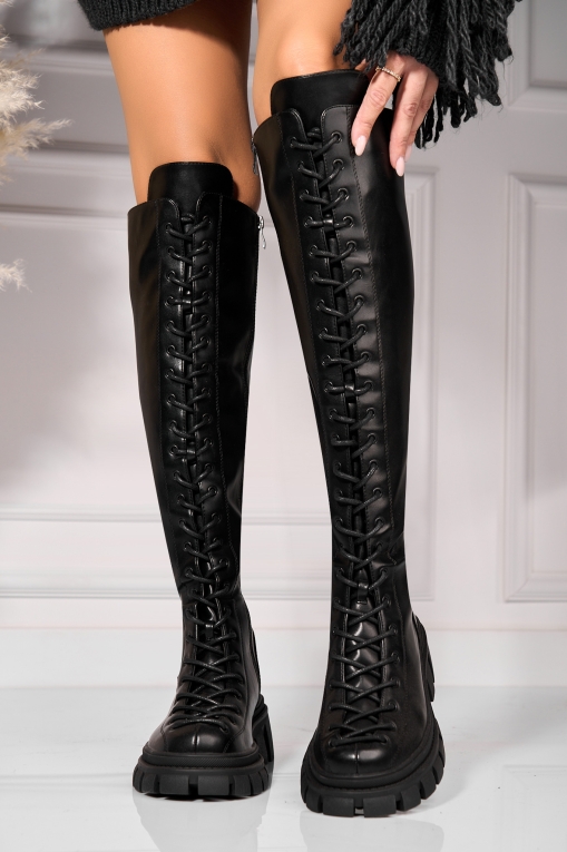 Cizme Dama Imblanite Negre din Piele Ecologica Zera - Img 6