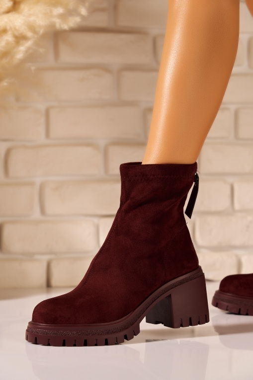 Ghete Dama Imblanite Bordo din Piele Ecologica Intoarsa Maizy - Img 2