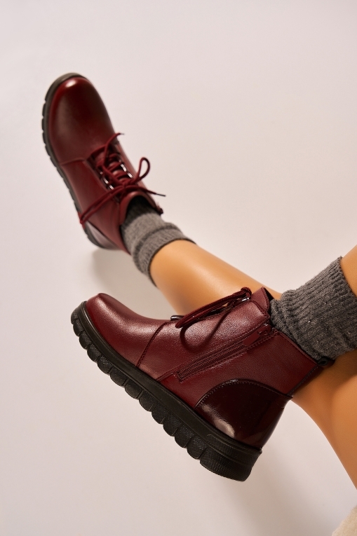 Ghete Dama Imblanite Bordo din Piele Ecologica Ryhan - Img 2