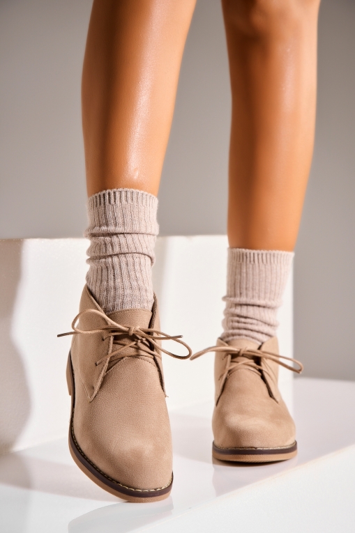 Ghete Dama Imblanite Kaki din Piele Ecologica Intoarsa Brylin - Img 2