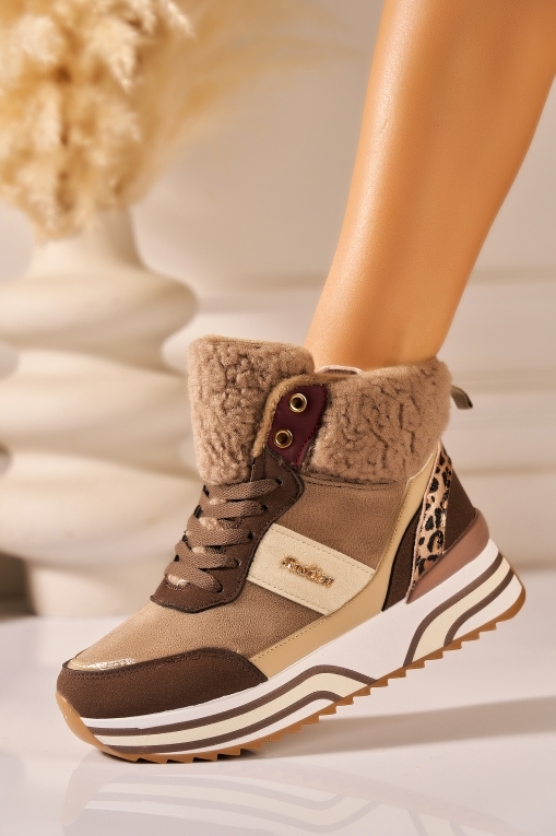 Ghete Dama Imblanite Maro din Piele Ecologica Intoarsa Savys - Img 1