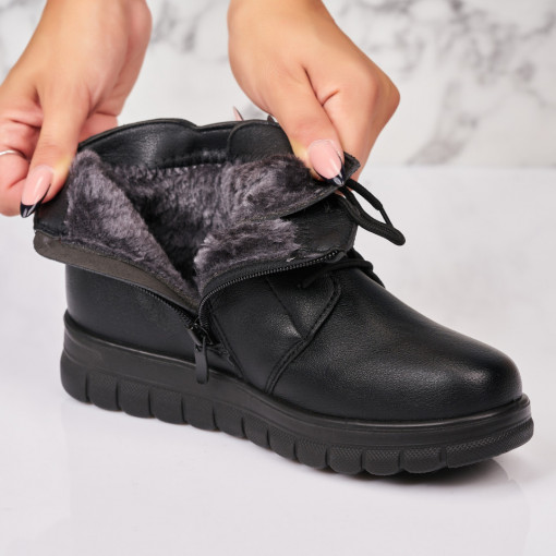 Ghete Dama Imblanite Negre din Piele Ecologica Habsa - Img 2