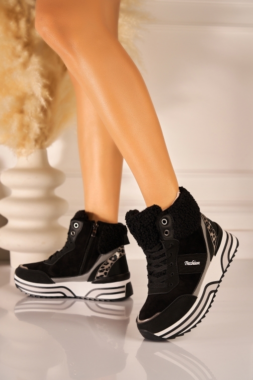 Ghete Dama Imblanite Negre din Piele Ecologica Intoarsa Savys - Img 4