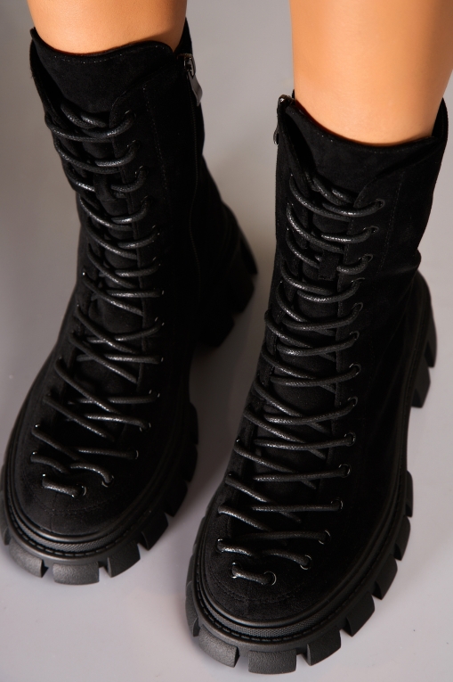 Ghete Dama Imblanite Negre din Piele Ecologica Intoarsa Zera2 - Img 5