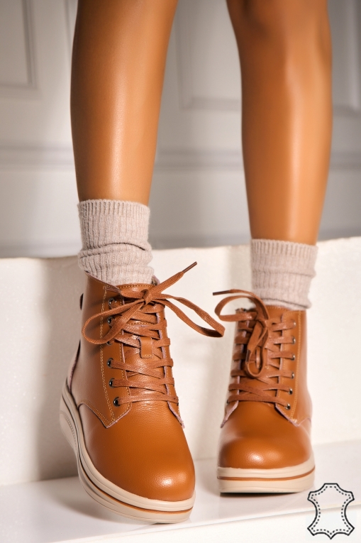 Ghete Piele Naturala dama Camel Alexina - Img 4