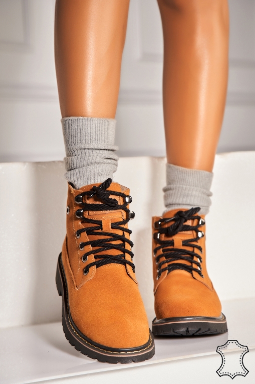 Ghete Piele Naturala Intoarsa dama Camel Nolyn - Img 2