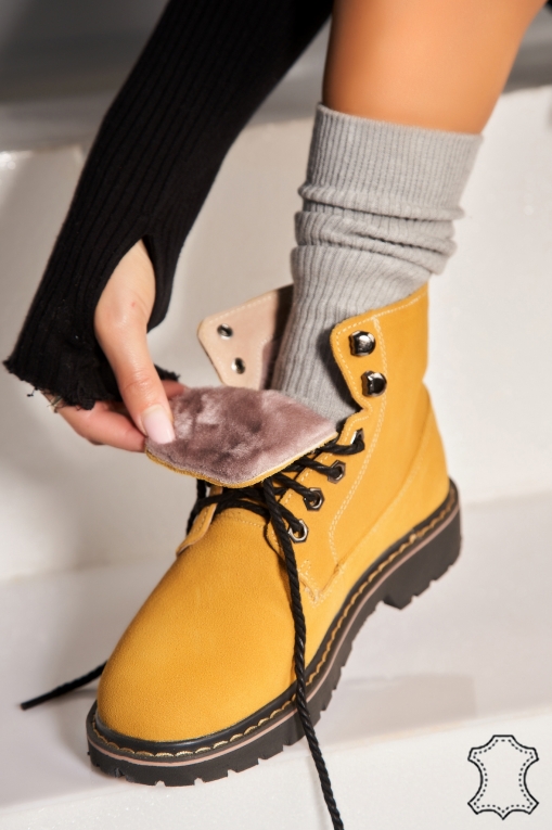 Ghete Piele Naturala Intoarsa dama Galbene Nolyn - Img 3