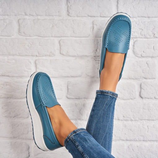 Mocasini dama Piele Naturala Albastri Beatriz - Img 2