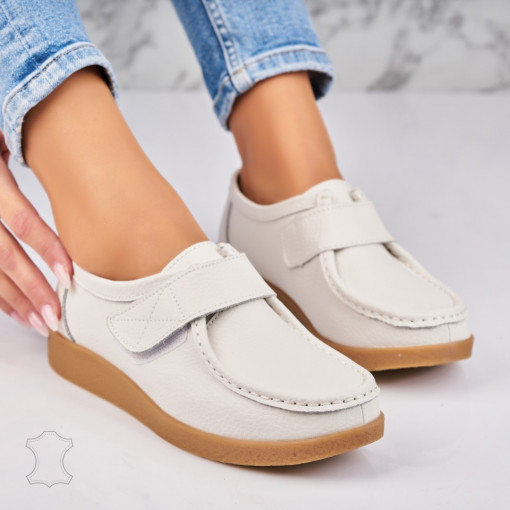 Mocasini dama Piele Naturala Albi Genesi - Img 2