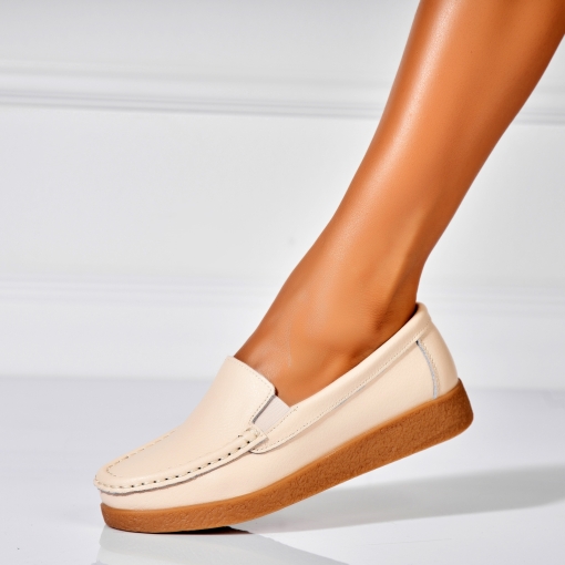 Mocasini dama Piele Naturala Bej Dona - Img 2