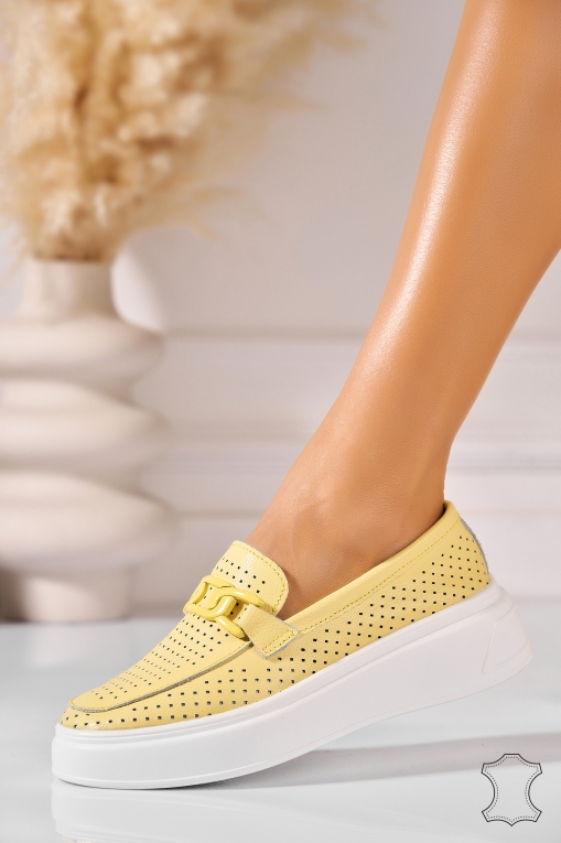 Mocasini dama Piele Naturala Galbeni Aletta - Img 2