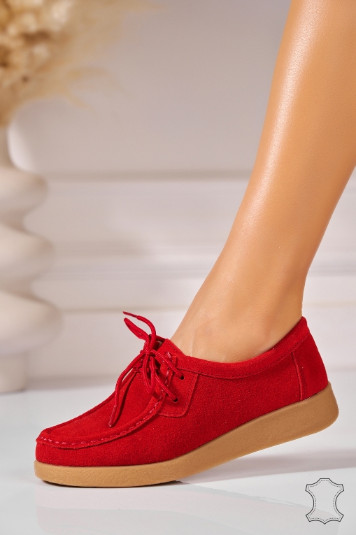 Mocasini dama Piele Naturala Intoarsa Rosii Harla2 - Img 2