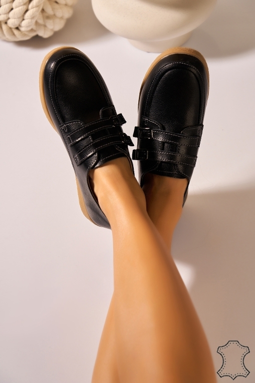 Mocasini dama Piele Naturala Negri Vaeda - Img 2