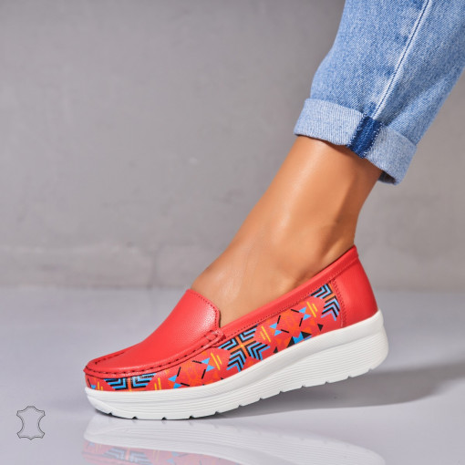 Mocasini dama Piele Naturala Rosii Rysa - Img 2