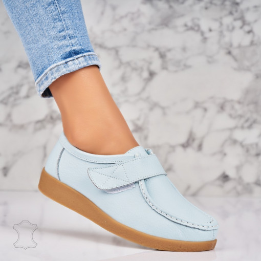 Mocasini dama Piele Naturala Turcoaz Genesi - Img 3