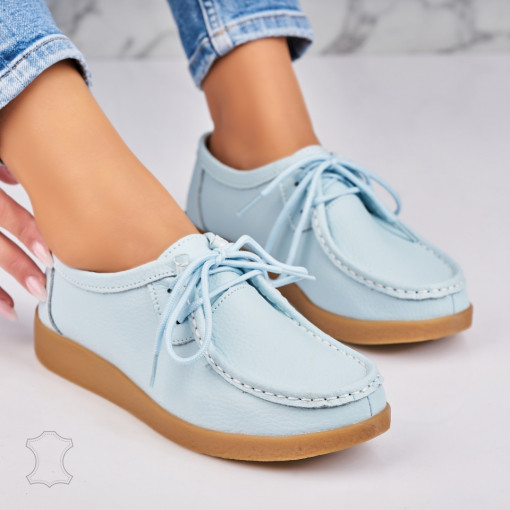 Mocasini dama Piele Naturala Turcoaz Harla - Img 2