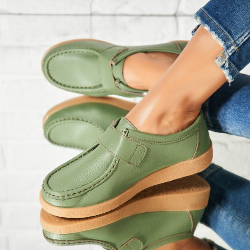 Mocasini dama Piele Naturala Verzi Genesi - Img 2