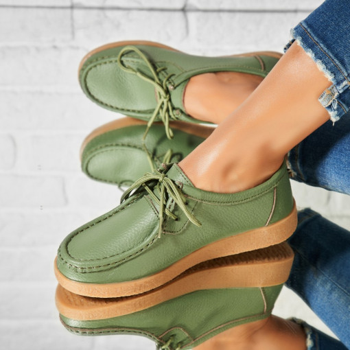 Mocasini dama Piele Naturala Verzi Harla - Img 2