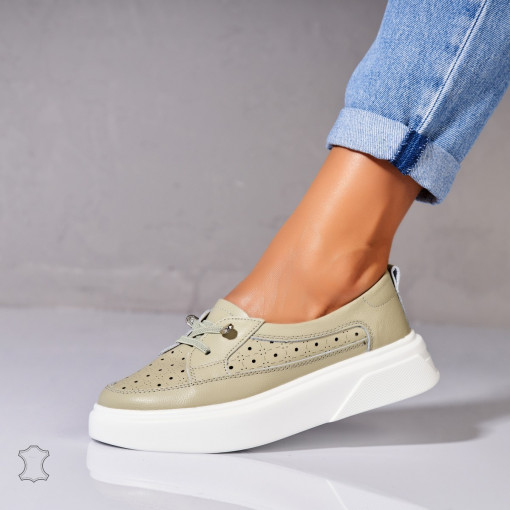 Mocasini dama Piele Naturala Verzi Imre - Img 3