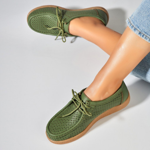 Mocasini dama Piele Naturala Verzi Jyana - Img 3