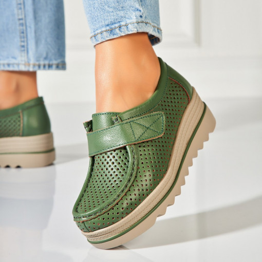 Mocasini dama Piele Naturala Verzi Kya - Img 2