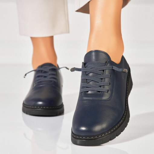 Pantofi dama casual Albastri din Piele Ecologica Peony - Img 3