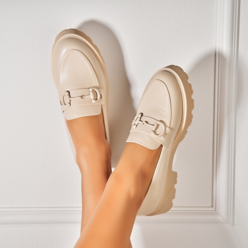 Pantofi dama casual Bej din Piele Ecologica Amias - Img 2