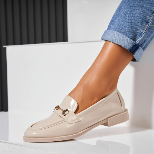 Pantofi dama casual Bej din Piele Ecologica Lacuita Esvin - Img 2