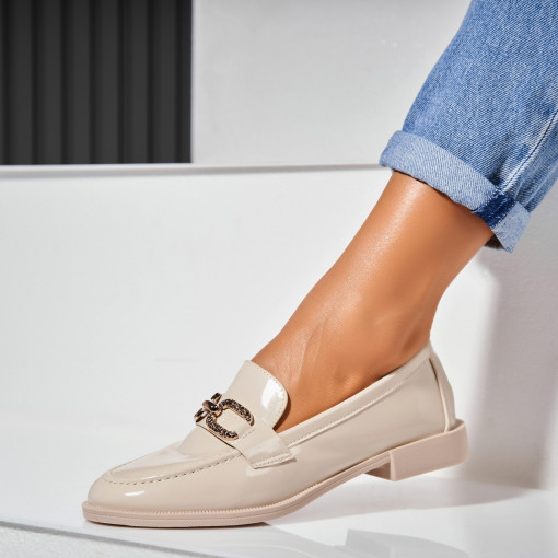 Pantofi dama casual Bej din Piele Ecologica Lacuita Kasra - Img 3