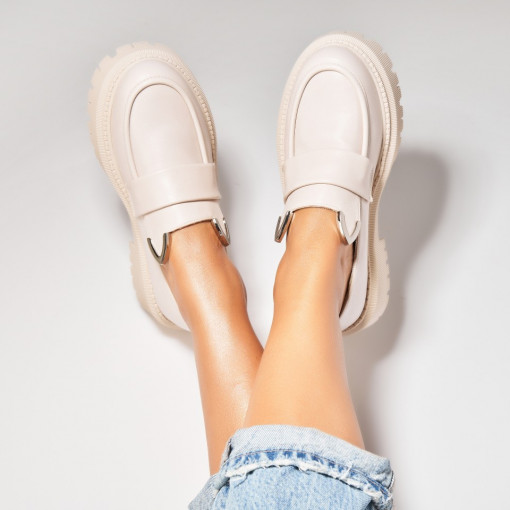 Pantofi dama casual Bej din Piele Ecologica Suhaila - Img 2