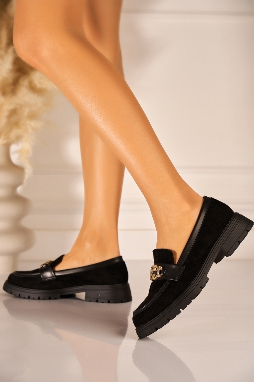 Pantofi dama casual Negri din Piele Ecologica Intoarsa Aarna - Img 2