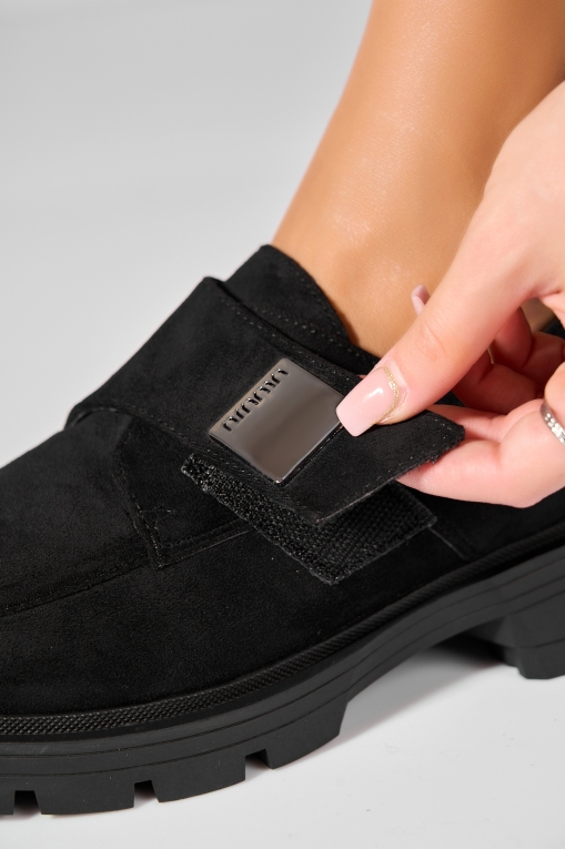 Pantofi dama casual Negri din Piele Ecologica Intoarsa Dariella - Img 2