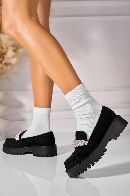 Pantofi dama casual Negri din Piele Ecologica Intoarsa Namiya - Img 2