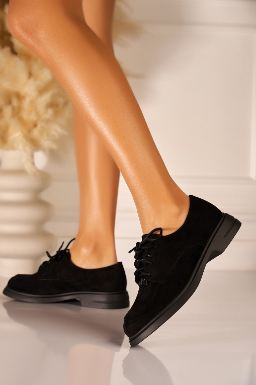 Pantofi dama casual Negri din Piele Ecologica Intoarsa Rina - Img 3