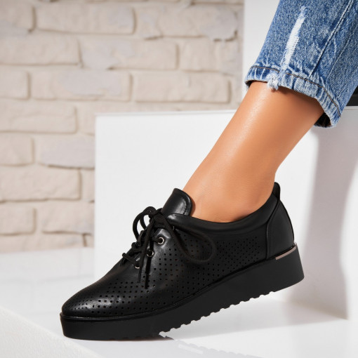 Pantofi dama casual Negri din Piele Ecologica Jenin - Img 2