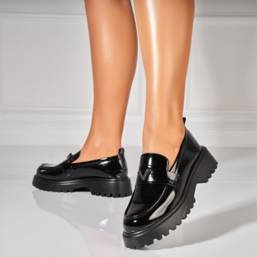 Pantofi dama casual Negri din Piele Ecologica Lacuita Kleio - Img 3