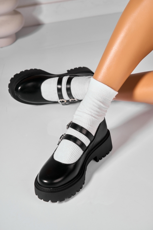 Pantofi dama casual Negri din Piele Ecologica Mirana - Img 4