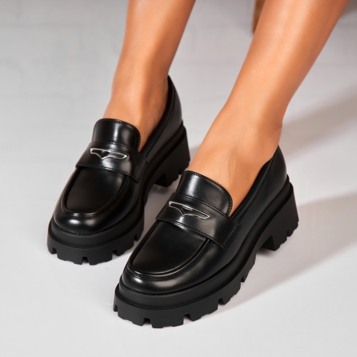 Pantofi dama casual Negri din Piele Ecologica Vinessa - Img 2