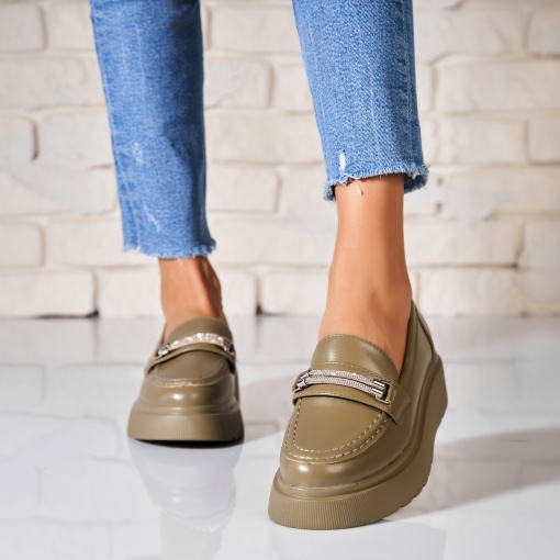 Pantofi dama casual Verzi din Piele Ecologica Amory - Img 2