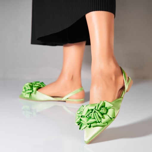 Pantofi dama casual Verzi din Satin Penley - Img 2