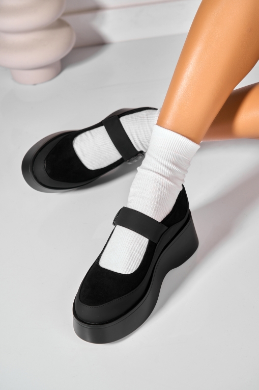 Pantofi dama cu platforma Negri din Piele Ecologica Mayreli - Img 3