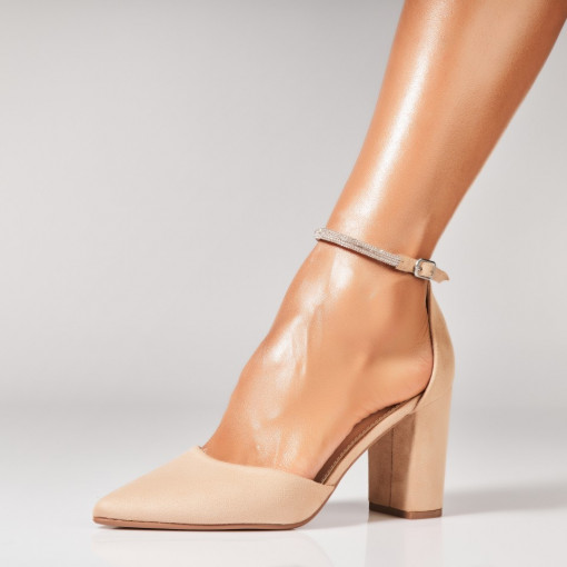 Pantofi dama cu toc Kaki din Piele Ecologica Intoarsa Calla - Img 2